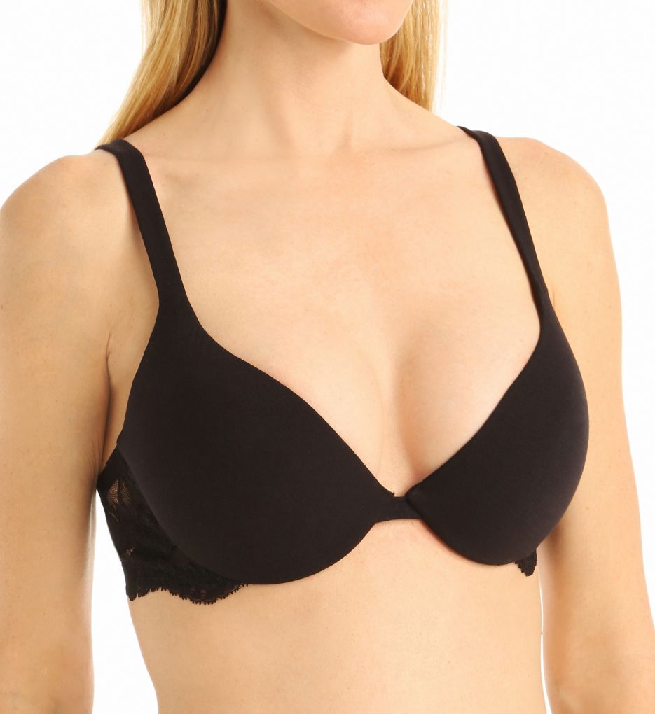 Black Underwired Balconette Bra With Leavers Lace Trim by La Perla