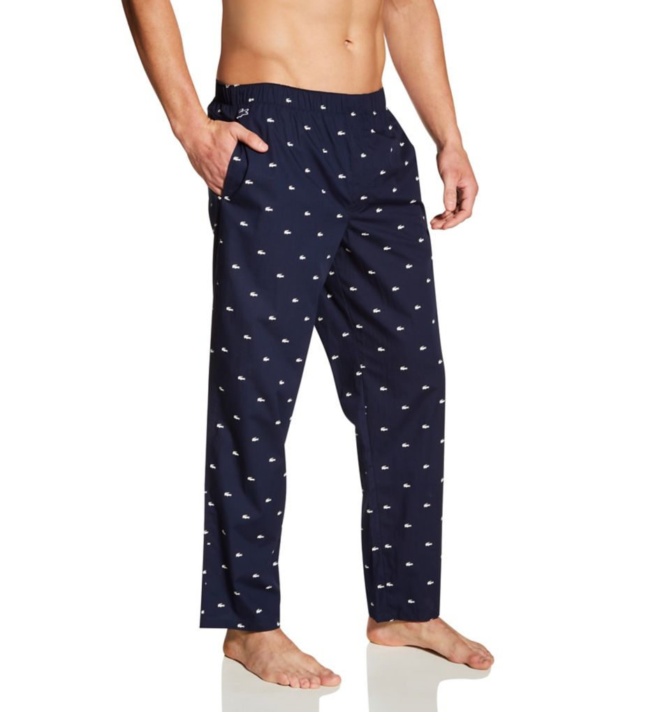$128 Lacoste Men's Blue Regular Fit Colorblocked Cotton Stretch Jogger Pajama XL 