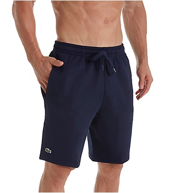Lacoste Rear Pocket Fleece Shorts in Blue cotton blend sweat shorts