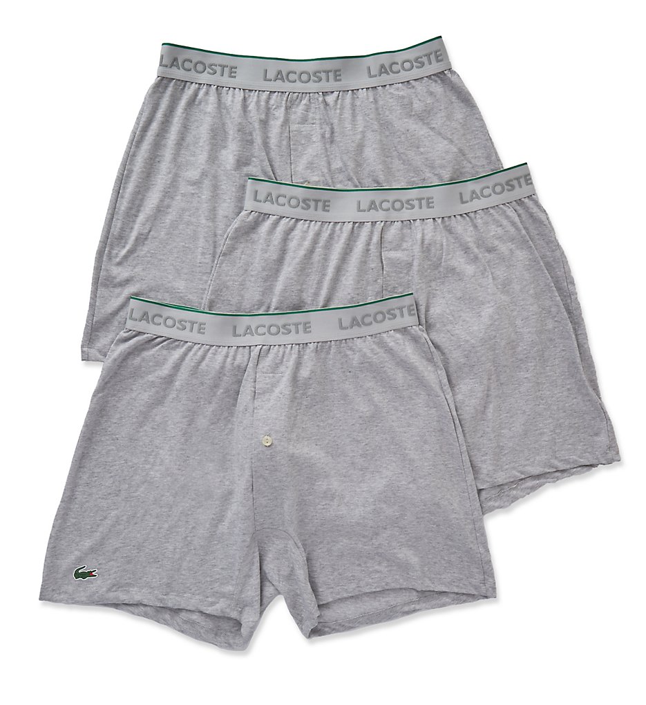 Lacoste RAM8101 Essentials 100% Cotton Knit Boxers - 3 Pack (Grey)