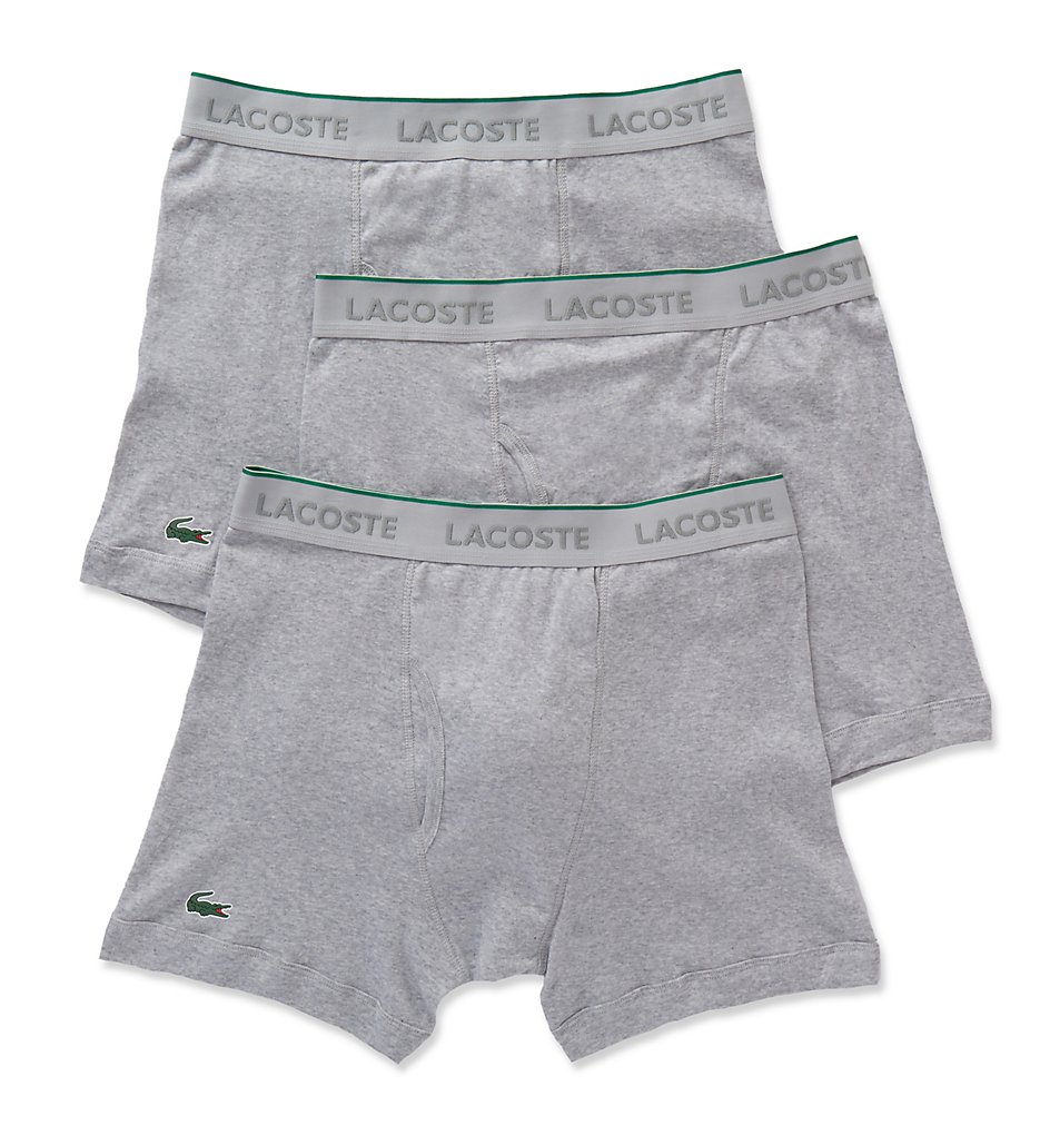 Lacoste RAM8201 Essentials 100% Cotton Boxer Briefs - 3 Pack (Grey)