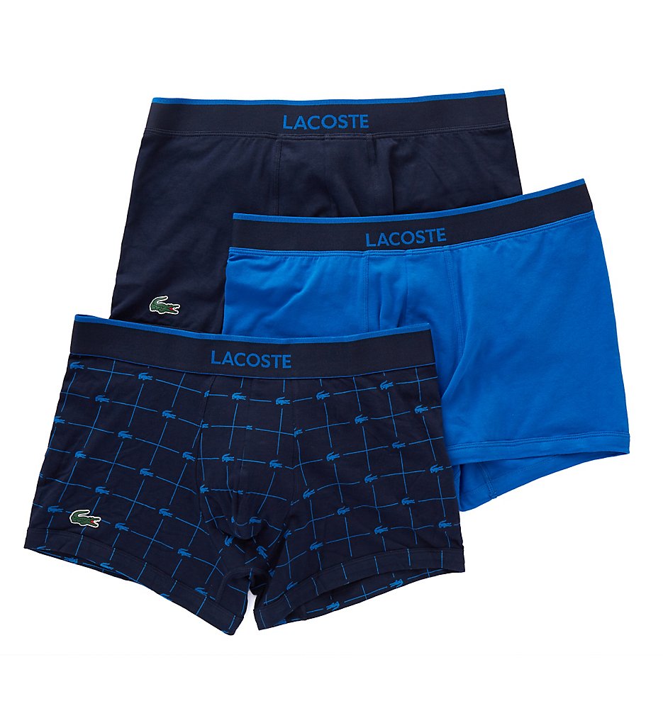Lacoste RAM8313 Colours Cotton Stretch Signature Trunks - 3 Pack (Blue/Croc/Navy)