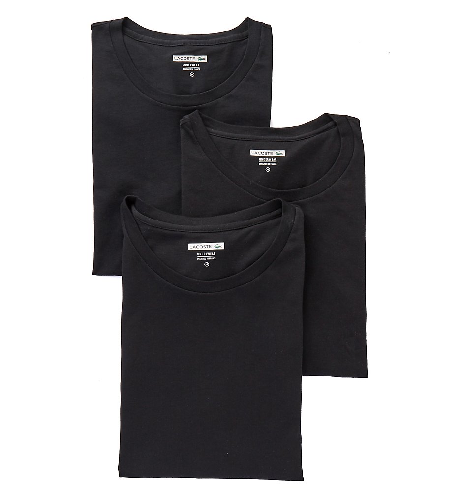Lacoste RAM8701 Essentials 100% Cotton Crew T-Shirts - 3 Pack (Black)