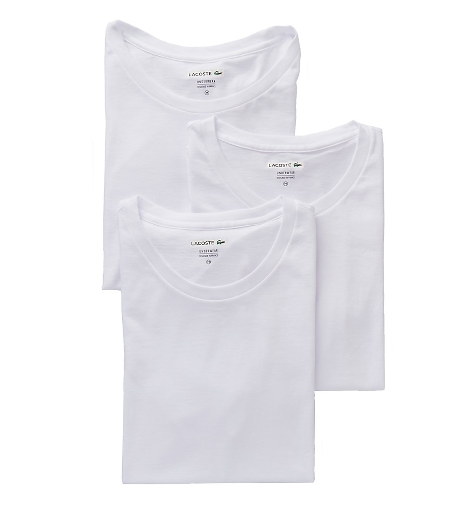 Lacoste RAM8701 Essentials 100% Cotton Crew T-Shirts - 3 Pack (White)