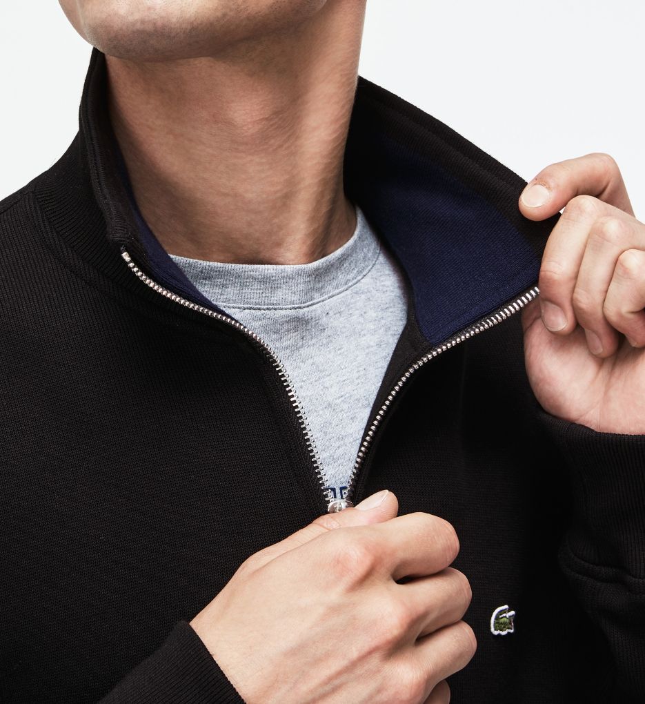 Semi Fancy 1/4 Zip With Rib Knit Detail-cs1