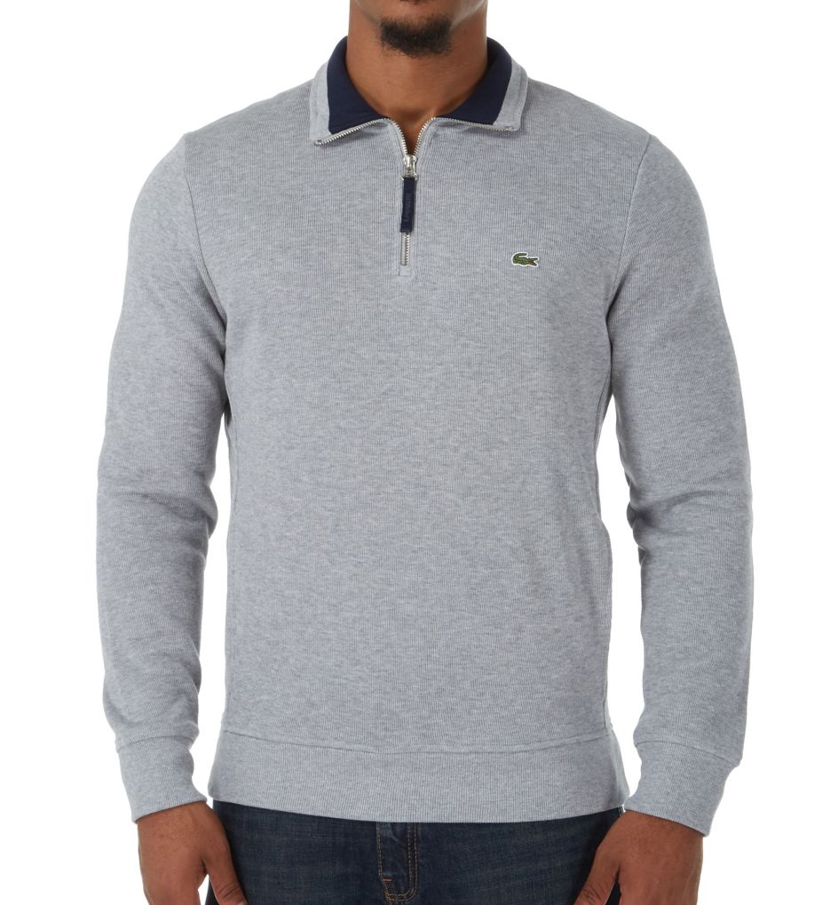 Semi Fancy 1/4 Zip With Rib Knit Detail-fs