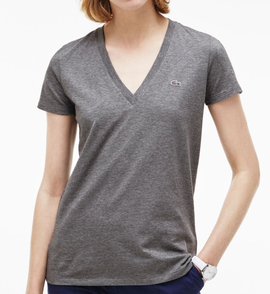 Short Sleeve Cotton Jersey V-Neck T-Shirt