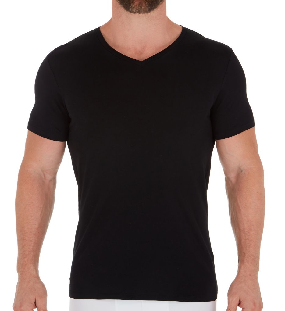 Cotton V-Neck T-Shirts - 3 Pack BLK M by Nautica