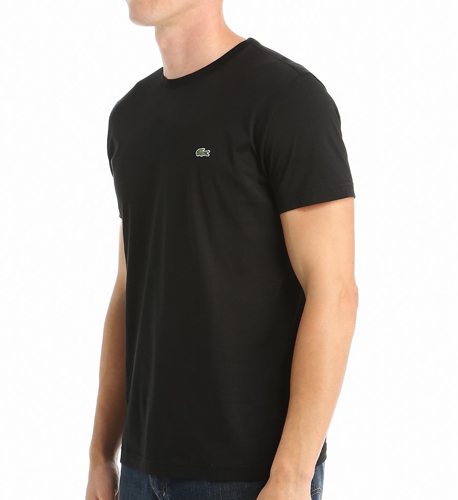Lacoste TH5275-51 Pima 100% Cotton Crew Neck Short Sleeve T-Shirt (Black)