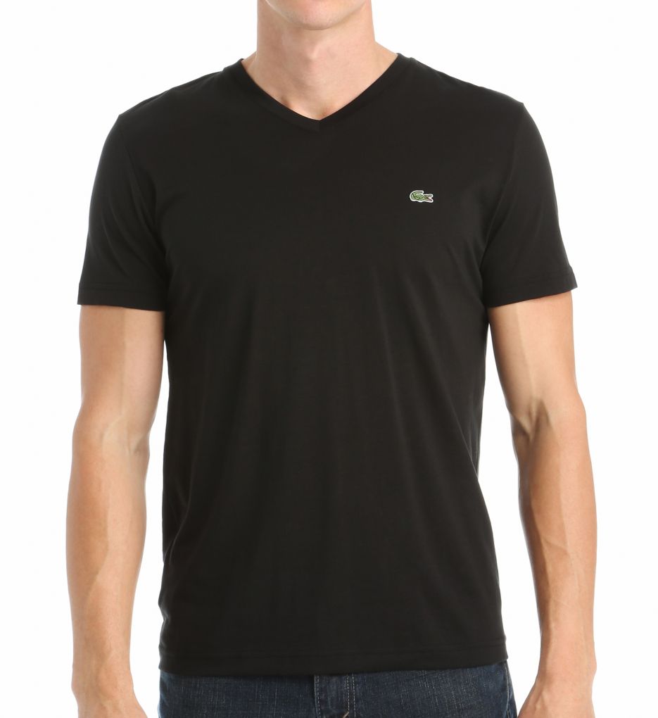 100% Pima Cotton V-Neck Short Sleeve T-Shirt-fs