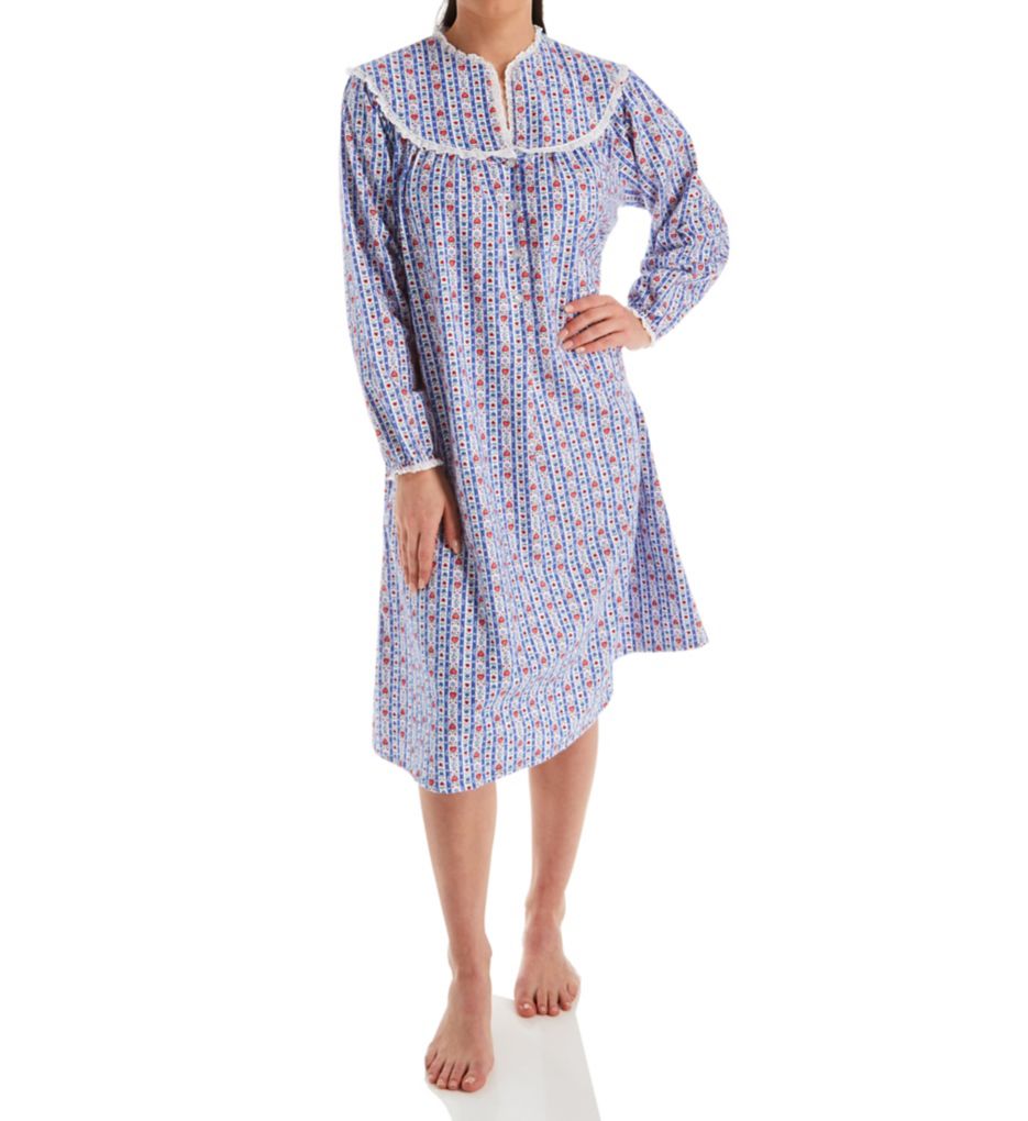 42 Inch Waltz Long Sleeve Flannel Gown-fs