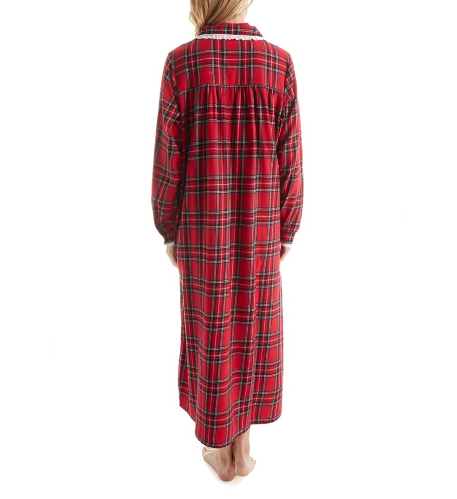 Long Sleeve Flannel Gown With Peter Pan Collar-bs