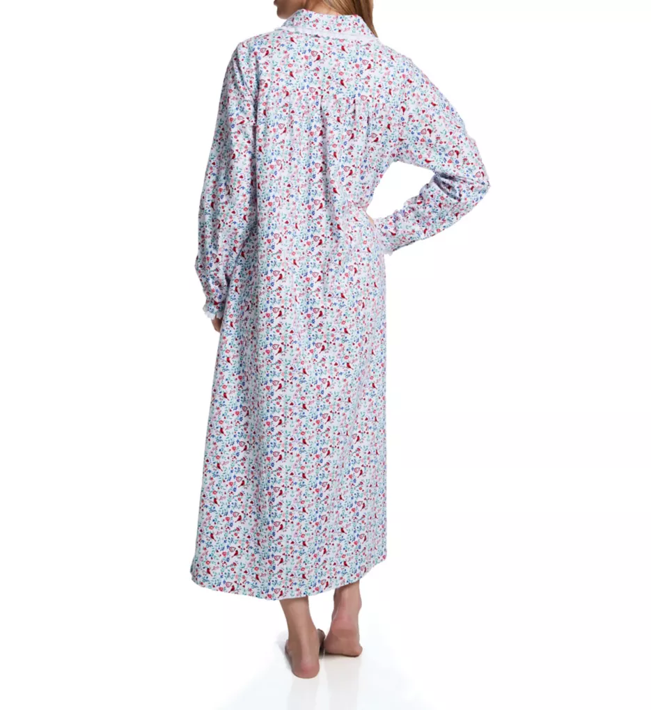 Long Sleeve Flannel Gown with Peter Pan Collar Multi Floral S