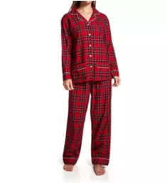 Long Sleeve Flannel Pajama Set Red Plaid M