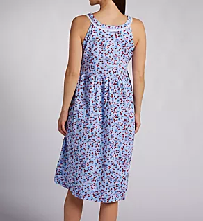 100% Cotton Jersey 44 Sleeveless Sundress Blue Skies/Berries S