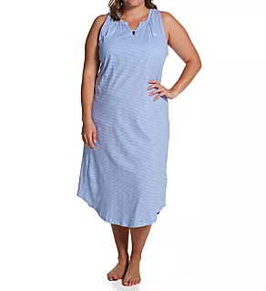 Plus Ballet Gown with Built-in Bra Blue Stripe 1X