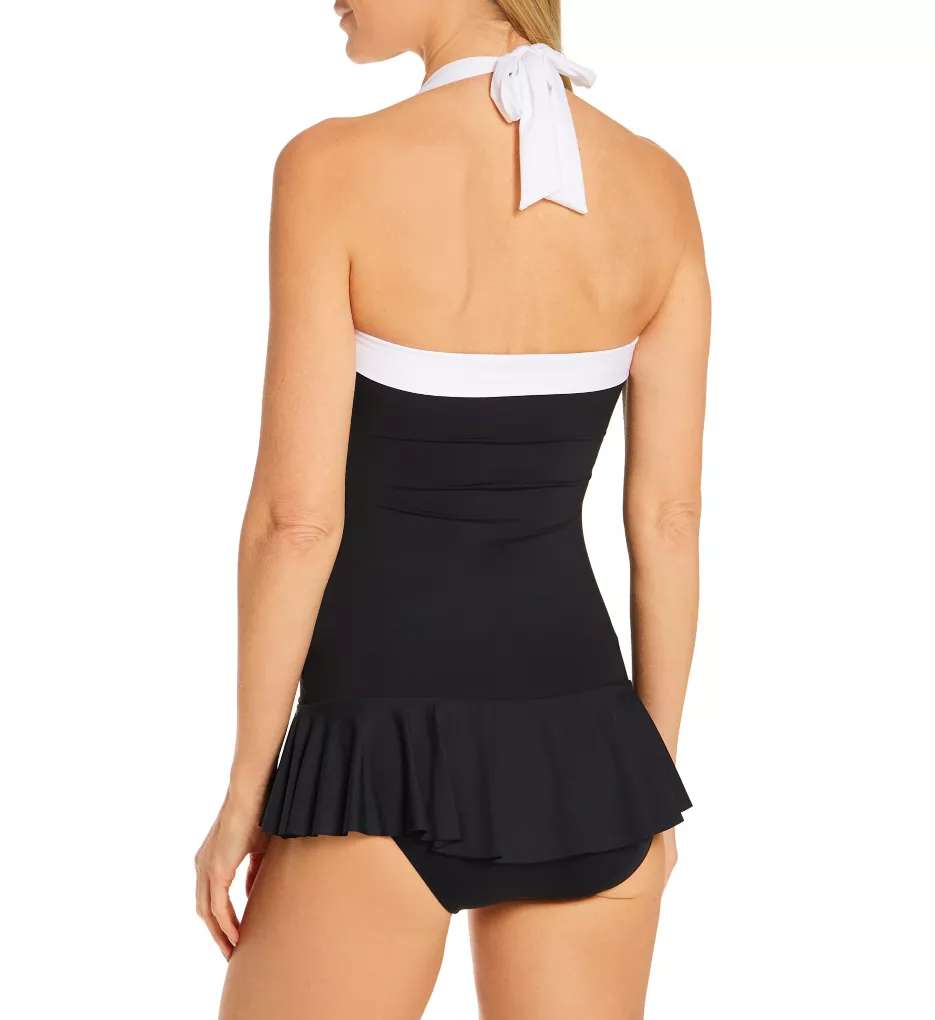 Bel Air Shirred Bandeau One Piece Swim Dress Black 6