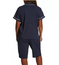 Plus Short Sleeve Notch Collar Bermuda PJ Set