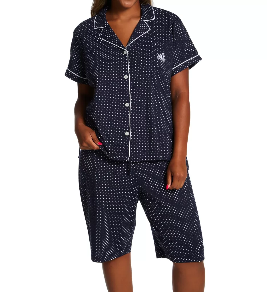 Lauren Ralph Lauren Plus Short Sleeve Notch Collar Bermuda PJ Set 16702X - Image 1