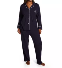 Plus Hammond Knits Long Sleeve Notch Collar PJ Set