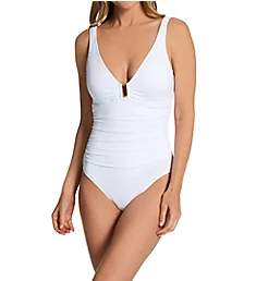 Beach Club Solids Ring Underwire 1 Pc Swimsuit White 12