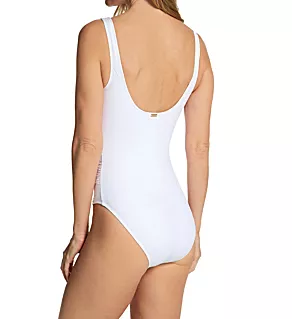 Beach Club Solids Ring Underwire 1 Pc Swimsuit White 16