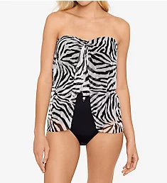 Zebra Flyaway Strapless One Piece Swimsuit Brown 6