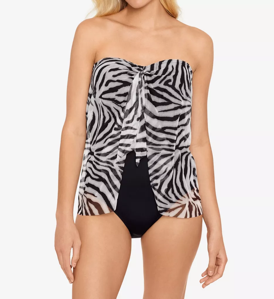 Zebra Flyaway Strapless One Piece Swimsuit Brown 6