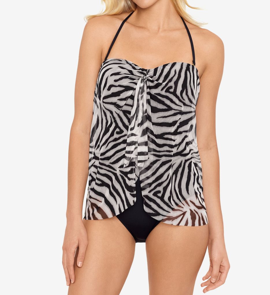 Lauren Ralph Lauren Zebra Flyaway Strapless One Piece Swimsuit Brown 6  - Image 1