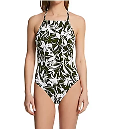 Tropic Monotone Shaping High Neck Mio Swimsuit Olive 12
