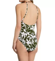 Tropic Monotone Shaping High Neck Mio Swimsuit Olive 12