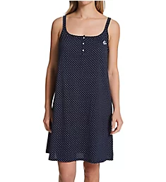 Double Strap Nightgown Navy Dot S
