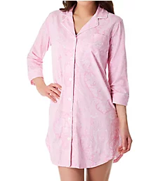 Heritage Knits 3/4 Sleeve Classic Sleepshirt Pink Paisley M