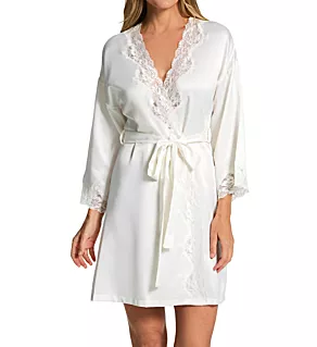 Satin Essentials Kimono Robe Ivory S