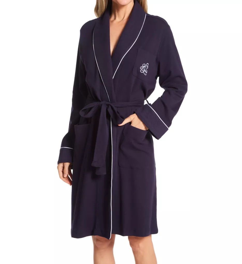 Quilted Shawl Collar Robe Windsor Navy S