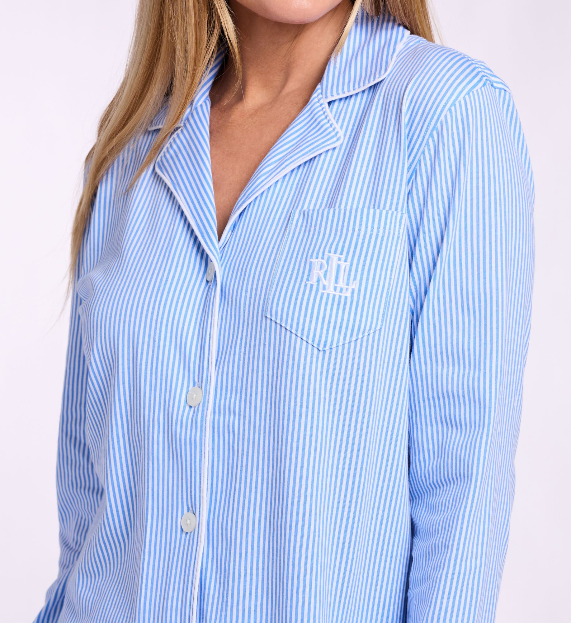 Lauren Ralph Lauren Long Sleeve Notch Collar Long Pant PJ Set 818702 - Image 3