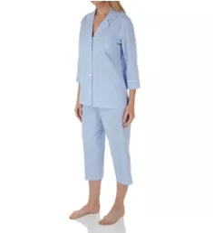 Heritage Knits 3/4 Sleeve Classic Capri PJ Set French Blue/White S