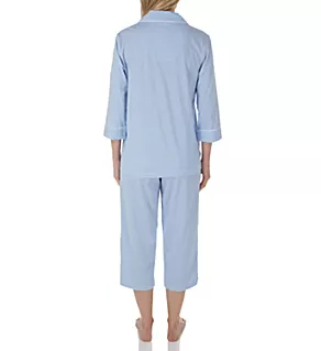 Heritage Knits 3/4 Sleeve Classic Capri PJ Set French Blue/White 1X