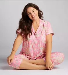 Plus Classic Knit Capri Pant PJ Set