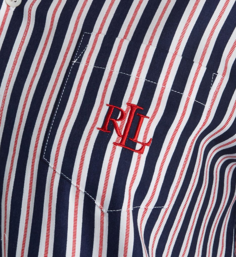 Navy Stripe Classic Sateen Long Sleeve Sleepshirt-cs1