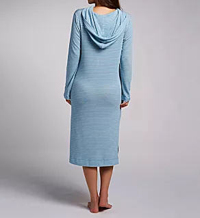 Cotton Cloud Long Sleeve Hooded Ballet Lounger Blue Stripe S