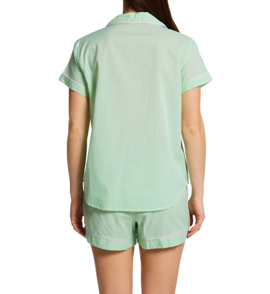 Woven Short Sleeve Notch Collar Boxer PJ Set-bs