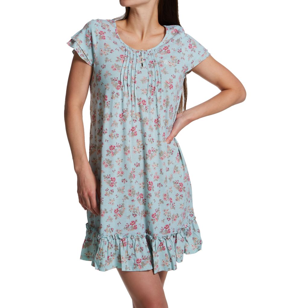 Floral Ruffle Dress Women Flounced Edge Loose Fit Short Sleeve