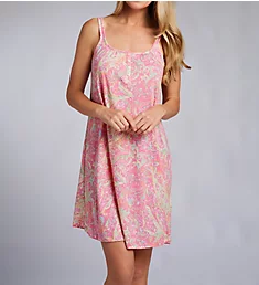 Classic Knit Double Strap Gown Pink Paisley S