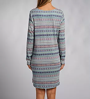 Cotton Cloud Long Sleeve Round Neck Short Sleeptee Sage Print S