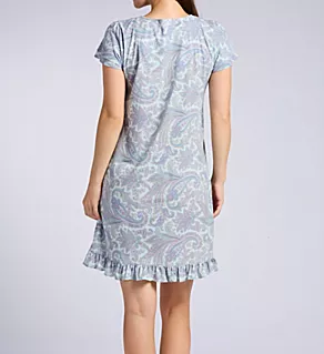 Double Flutter Sleeve Split Neck Gown Multi Paisley M