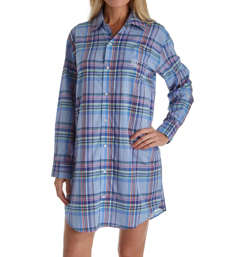 Classic Woven Long Sleeve with Roll Tab Sleepshirt-gs