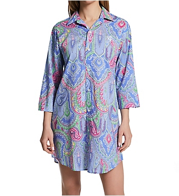 Lauren Ralph Lauren Classic Woven 3/4 Sleeve His Shirt Sleepshirt LN32237