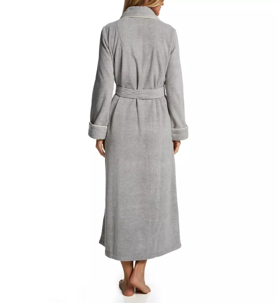 100% Micro Fleece Long Shawl Collar Robe Grey Heather M