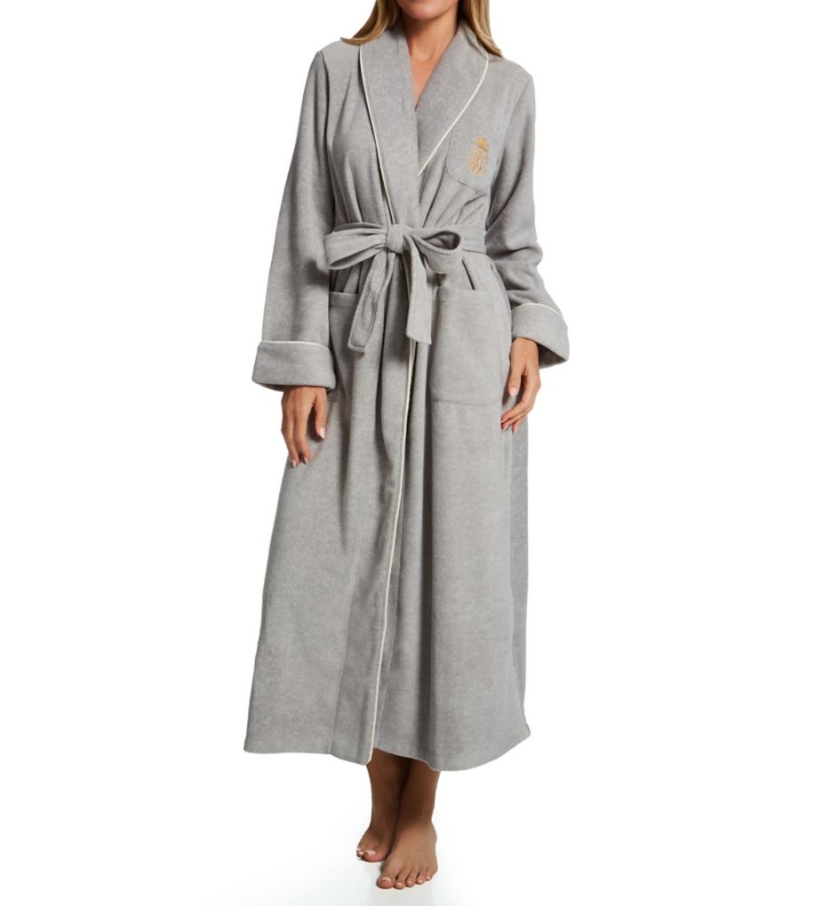 Carole Hochman Women's soft plush long warm Robe Gray New Plus